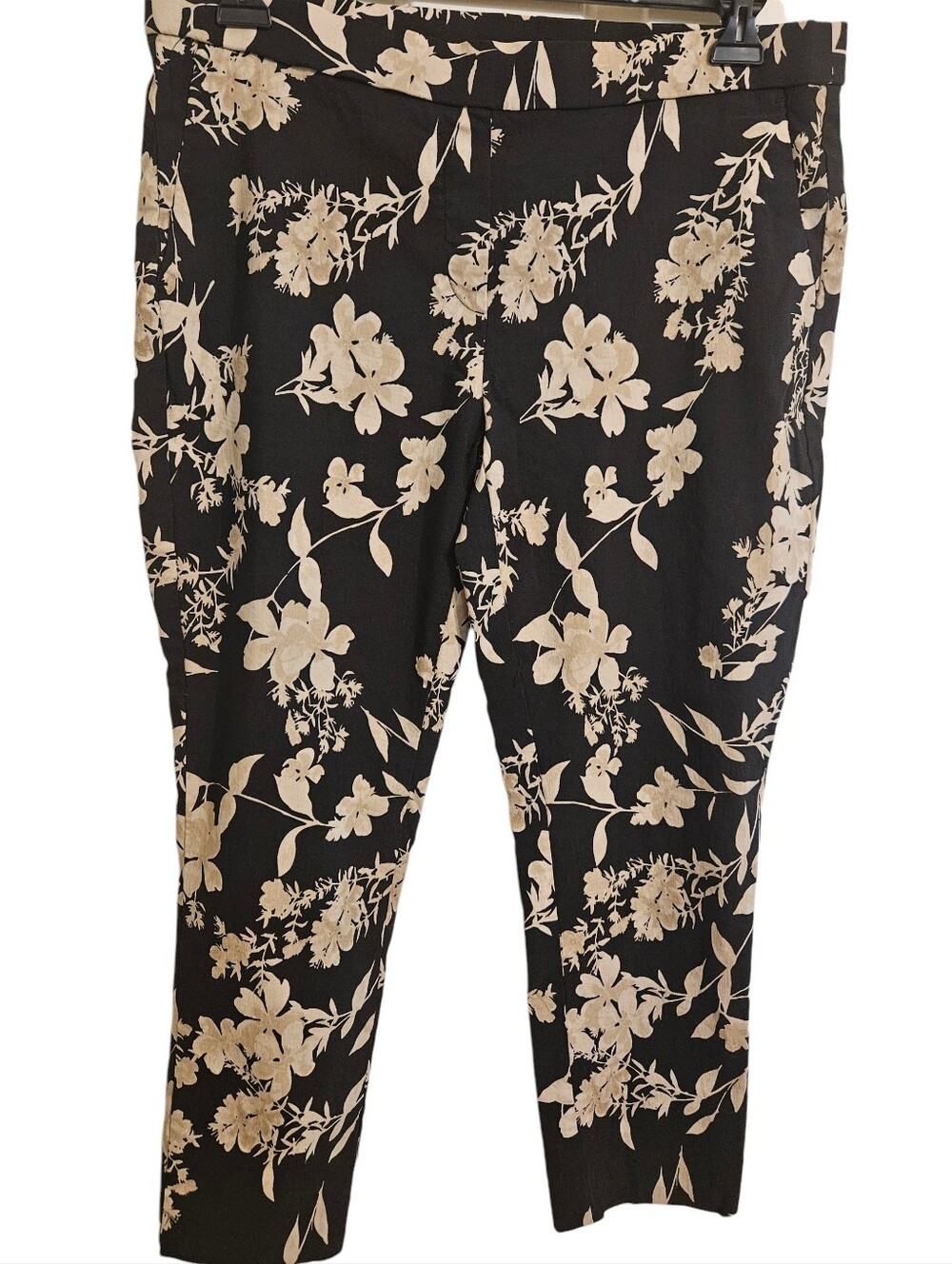 Jules & Leopold Black Floral Cropped Slim Pants Stretch Sz XL